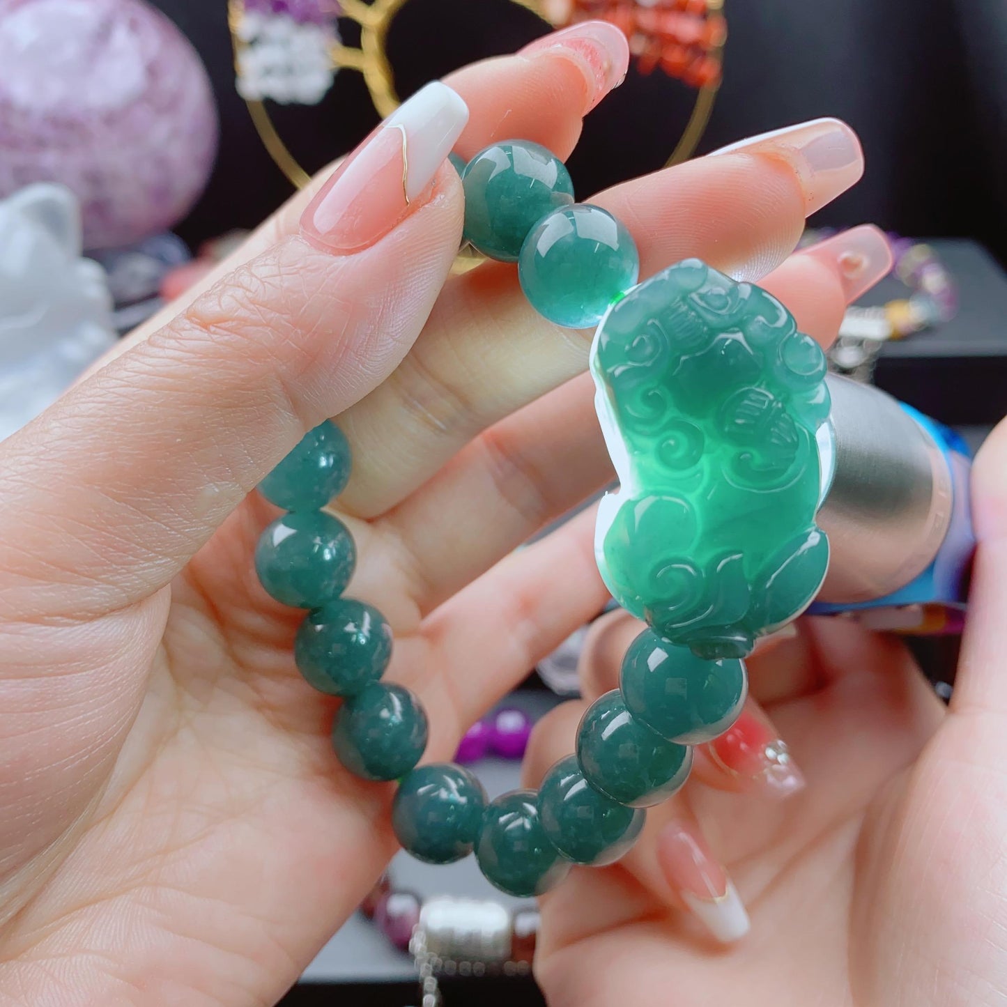 011 Natural high quality jadeite piyao bracelet