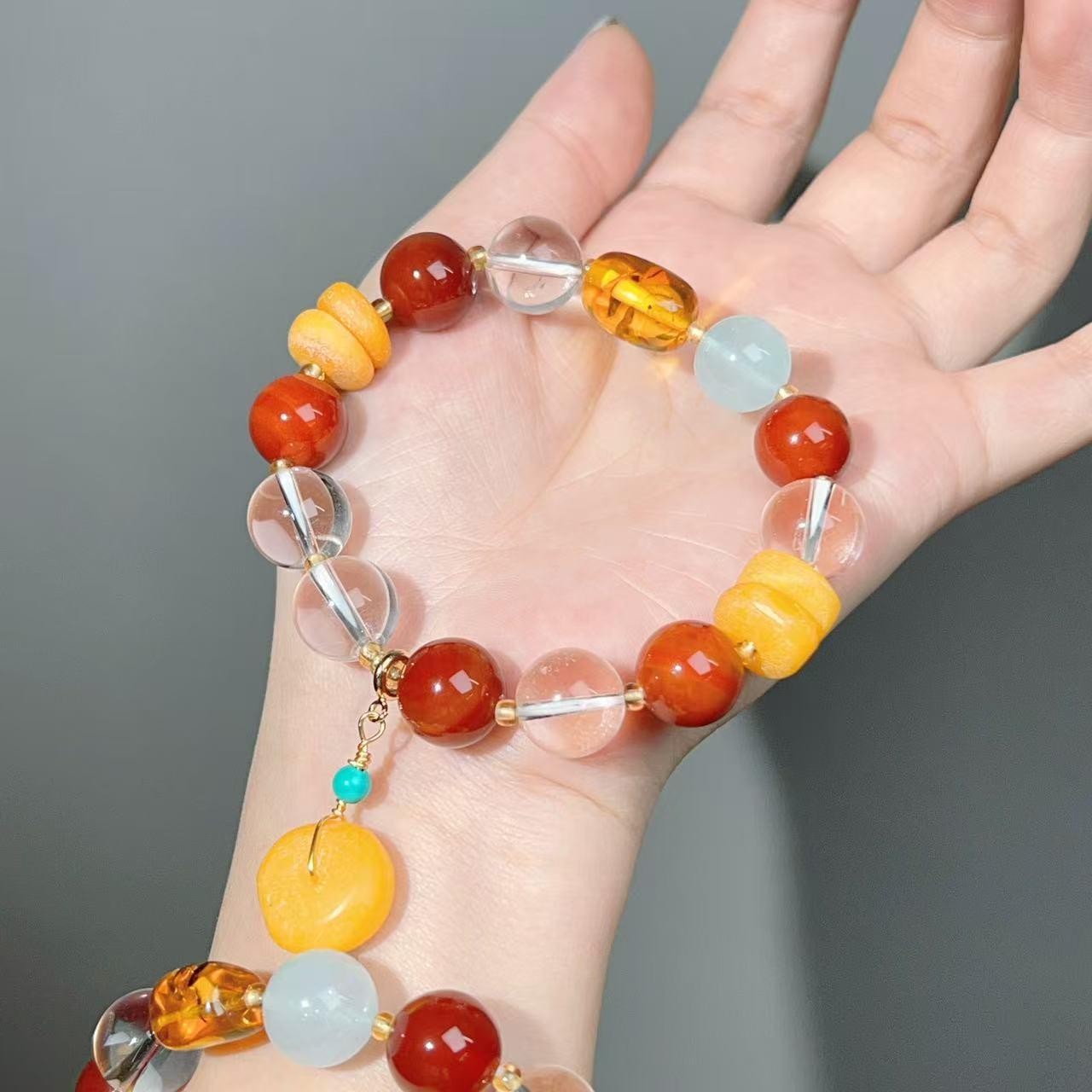 004 High Quality South Red Agate Bracelet Combination Link, Lucky Charm Bracelet 2025 Energy Magnetic Bead Bracelet Gift