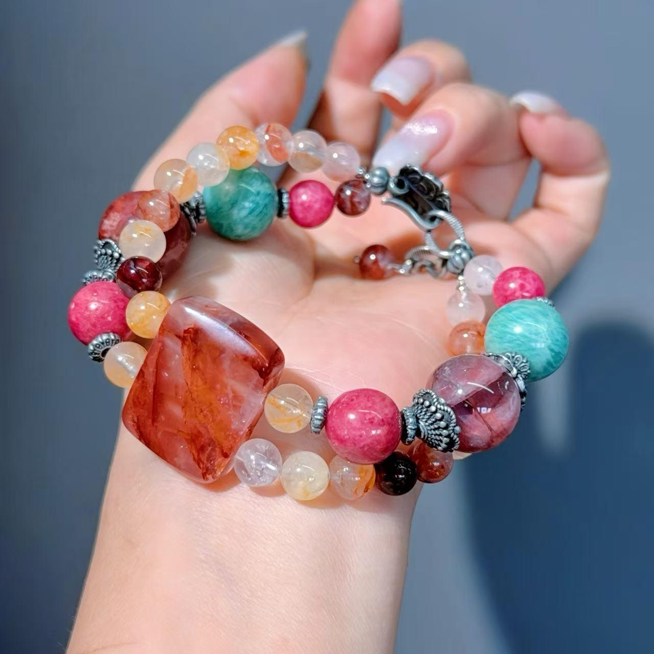 022 Hematoid Q Amazonite Rhodonite Bracelet 2025 Energy High Quality Fashion Jewelry Magnetic Beads Bracelet Gift