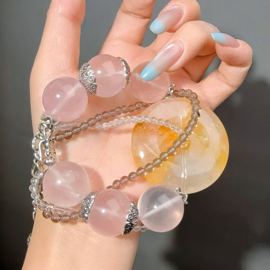 007 Rose Quartz Hematoid Q Bracelet 2025 Energy High Quality Fashion Feng Shui Bracelet Gift Bead Bracelet Jewelry