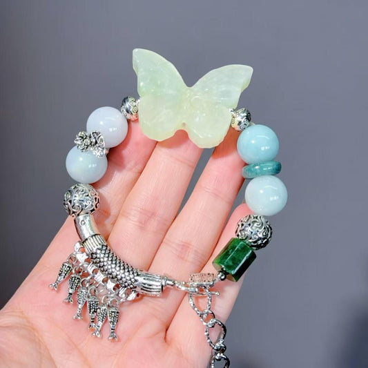 018 Serpentine  Jadeite Lucky Charm Bracelet 2025 Energy High Quality Fashion Jewelry Feng Shui Beads Magnetic Gift