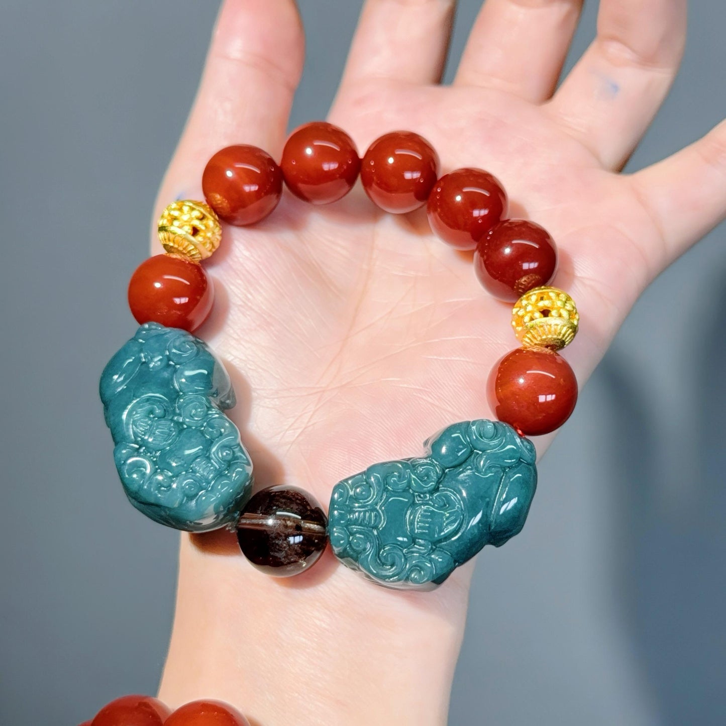 004 High Quality South Red Agate Bracelet Combination Link, Lucky Charm Bracelet 2025 Energy Magnetic Bead Bracelet Gift