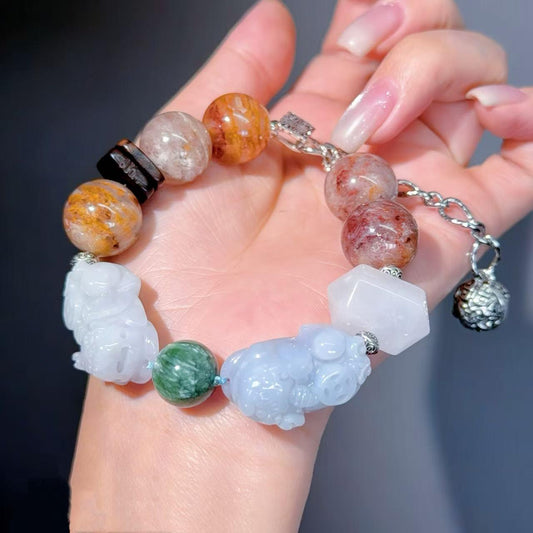 064 Phantom Quartz Jadeite Seraphinite Lucky Charm Bracelet 2025 Energy High Quality Fashion Jewelry Feng Shui Magnetic Beads Bracelet Gift