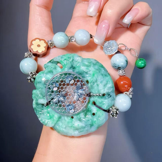 078 Jadeite Bracelet 2025 Energy High Quality Fashion Jewelry Feng Shui Beads Magnetic Gift