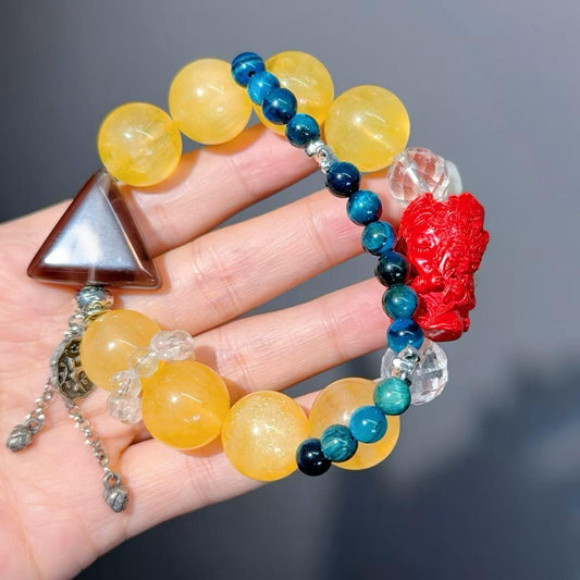 071 Fluorite Smoky Quartz Cinnabar Bracelet Lucky Charm Bracelet 2025 Energy High Quality Fashion Jewelry Beads Feng Shui Bracelet Gift