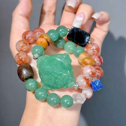 082 Hematoid Quartz Aventurine Hypersthene Bracelet Energy Feng Shui Bracelet High Quality Gift