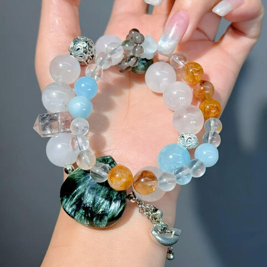 029 Seraphinite Moonstone aquamarine  bracelet 2025 feng shui energy fashion bracelet
