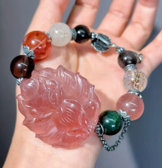 020 Strawberry Q Hematoid Q Super Seven Bracelet 2025 Energy High Quality Fashion Jewelry Feng Shui Magnetic Beads Bracelet Gift