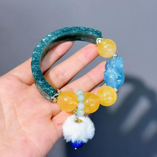 066 Jadeite Aquamarine Fluorite Bracelet 2025 Energy High Quality Fashion Bracelet Magnetic Bead Bracelet Gift