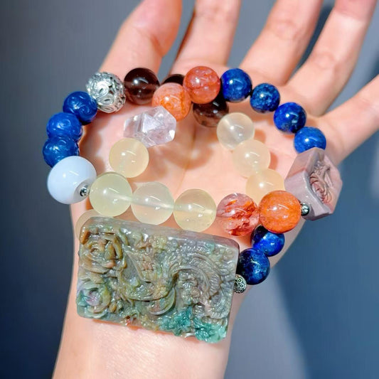 053 Ocean Jasper Citrine Lapis Lazuli Bracelet 2023 piyao Energy Rainbow Obsidian Healing Chinese Feng Shui Bracelet