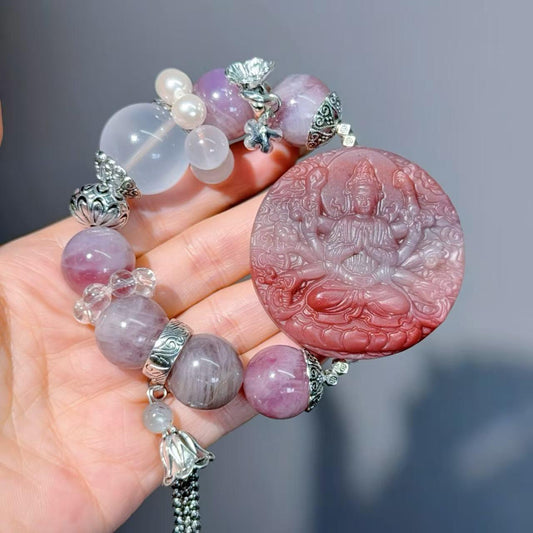075 Golden Silk Jade Rose Quartz Milk Quartz Quartz High Quality Fashion Jewelry Feng Shui Bead Bracelet Gift