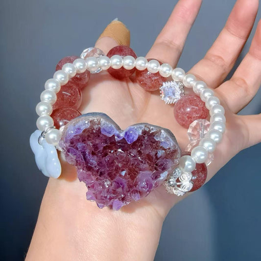 069 Amethyst Strawberry Quartzt Bracelet 2025 Energy High Quality Bead Bracelet Fashion Magnetic Gift
