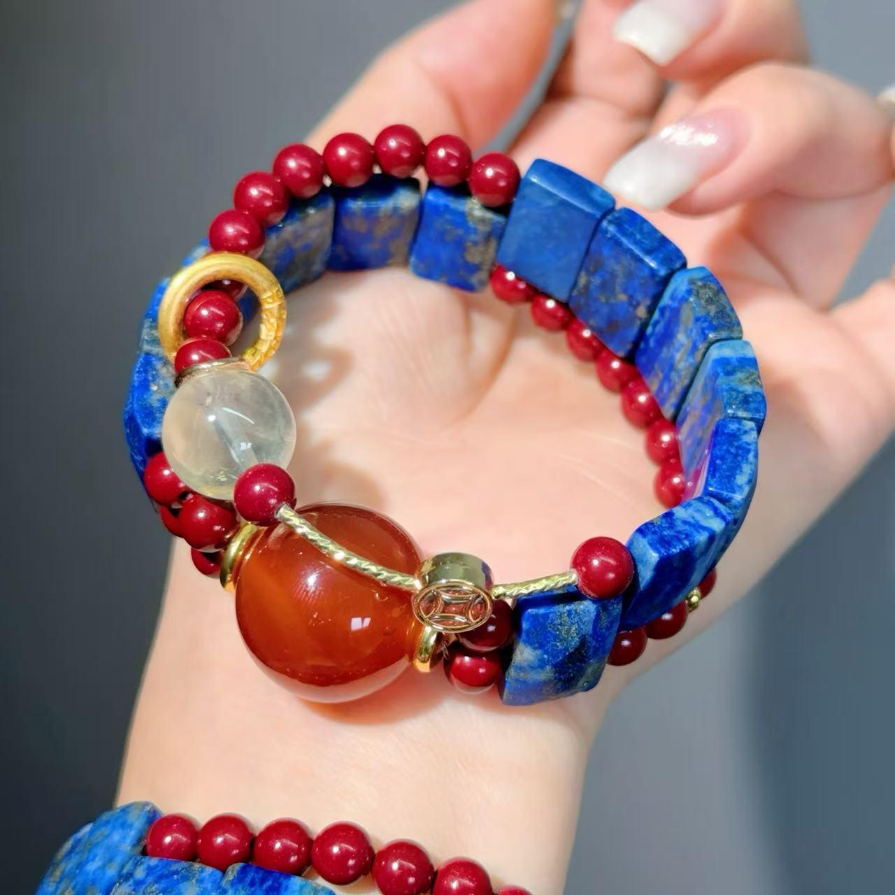 023 Lapis lazuli Red agate Cinnabar Bracelet 2025 Energy High Quality Fashion Feng Shui Bracelet