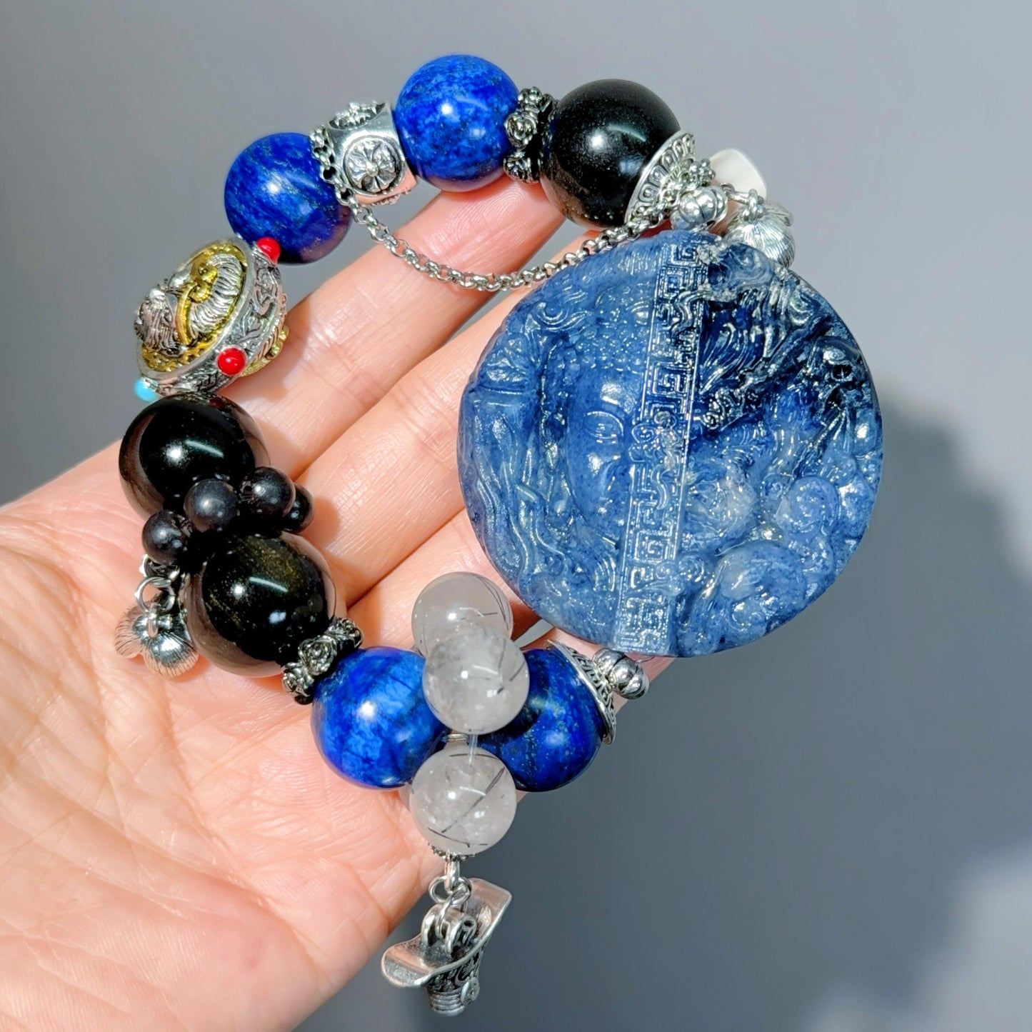 049 Sodalite Lapis Lazuli Obsidian High Quality Feng Shui Fashion Bracelet Bead Bracelet Magnetic Jewelry Gift