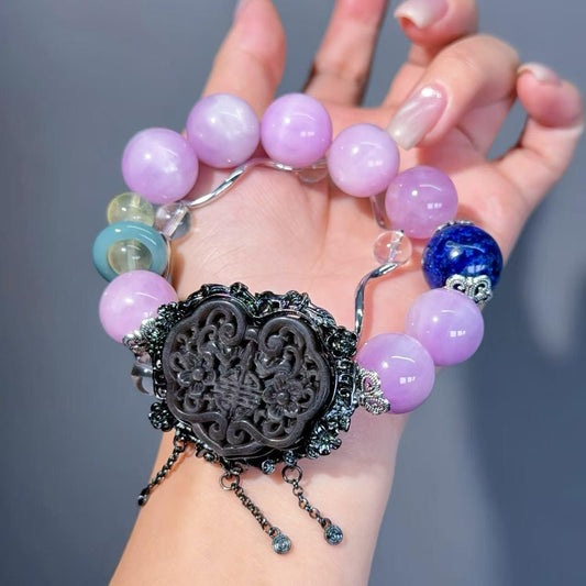 059 Kunzite Lapis Lazuli Obsidian Lucky Charm Bracelet 2025 Energy High Quality Fashion Bead Bracelet Magnetic Feng Shui Bracelett