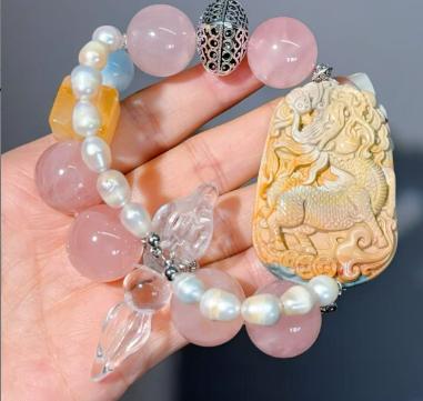 035  Rose Quartz Aquamarine Clear Quartz Bracelet 2025 High Quality Energy Magnetic  Bracelet Gift