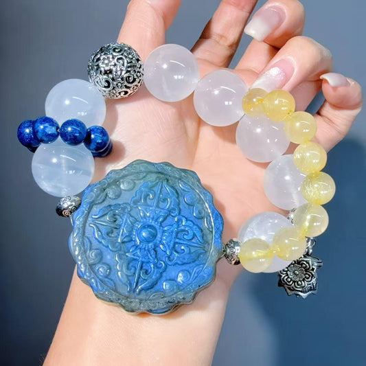 067 Milky Quartz Labradorite Rutilated Q Bracelet 2025 Energy High Quality Fashion Jewelry  Beads Bracelet Gift