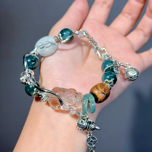 056 Jadeite  Smoky Quartz Lucky Charm Bracelet 2025 Energy High Quality Fashion Jewelry Feng Shui Beads Magnetic Gift