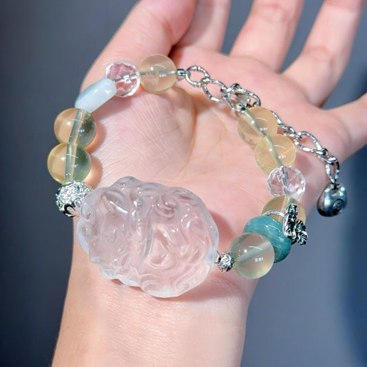 034 Citrine Jadeite Clear Quartz lucky charm bracelet 2025 energy high quality fashion jewelry beads bracelet feng shui gift
